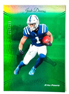 2024 Panini Prestige Josh Downs GREEN FOIL Card SP #/199 XTRA Points Colts! - Foto 1 di 3