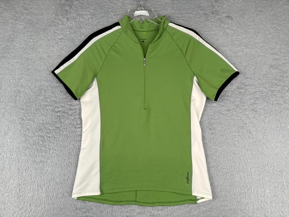 Jersey de ciclismo Shebeest para mujer grande verde blanco 1/2 cremallera manga corta poliéster Foto 1 de 4