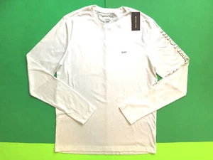 MICHAEL KORS Men’s Long Sleeve T-Shirt Size LARGE White w/Gray MSRP $69.50 NEW - Picture 1 of 12
