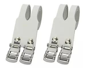 AltaLine Leather Double Toe Straps M.T.B. Road, Fixie Bicycle Pedal Strap WHITE. - Picture 1 of 1