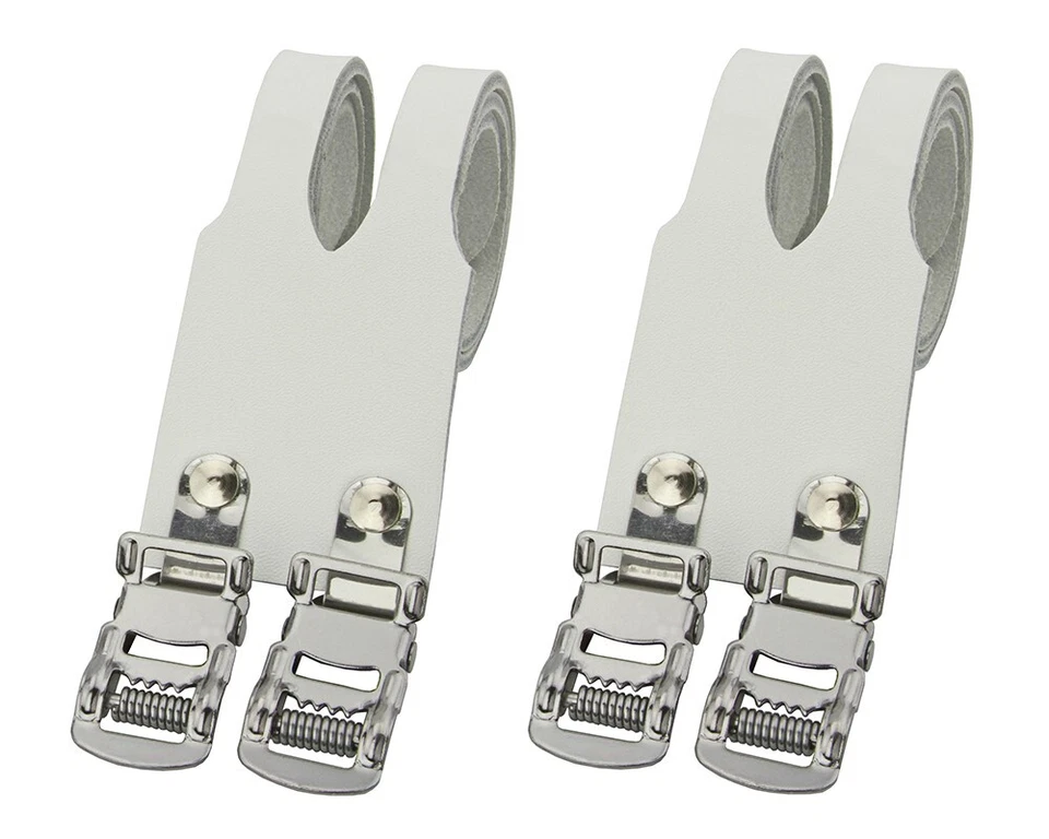 AltaLine Leather Double Toe Straps M.T.B. Road, Fixie Bicycle Pedal Strap WHITE. - Image 1 of 1