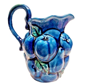 Vintage Inarco Mood Indigo Blue Creamer Embossed Fruit Made In Japan - Picture 1 of 4