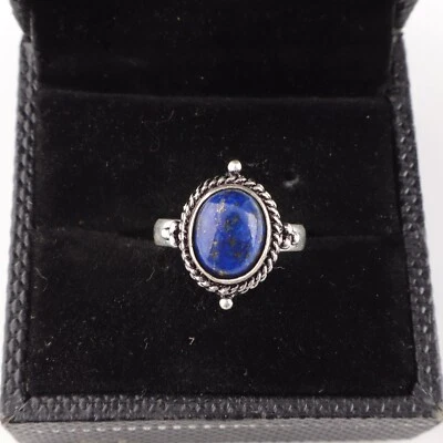 Lapis Lazuli Gemstone 925 Sterling Silver Ring Handmade Jewelry Ring For Gift - Image 1 of 3