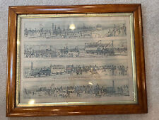 Antique Color Engraving Liverpool Manchester Railway in Birdseye Maple Frame