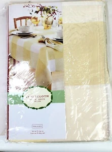 Tablecloth Winter White Large Check Holiday Christmas - 60" x 104" Oblong - Picture 1 of 4