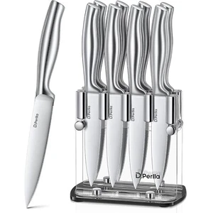 Messerblock mit Messer Steakmesser Set 9-teiliges gezahnte Klingen - Bild 1 von 7