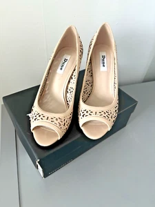 Dune Colette Nude-leather laser Cut Out Peeptoe Shoes - Picture 1 of 6