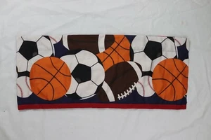 Soccer Basketball Football Baseball Window Valance Boys Room 70 X 14 Blue Orange - Picture 1 of 4