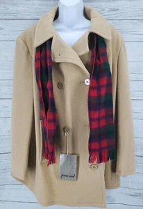 Sheridan Square 22.5 Wool Peacoat Camel Double Button Scarf NWT Vintage - Picture 1 of 10