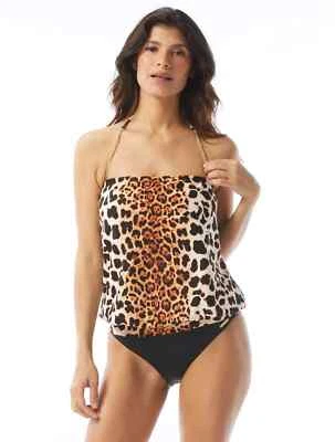 Vince Camuto Women's Chain-Halter Leopard Print Tankini Top L81739 Size Small - Image 1 of 2
