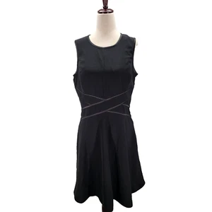 White House Black Market Fit Flare Dress Sleeveless Black Size 10 EUC - Imagen 1 de 10