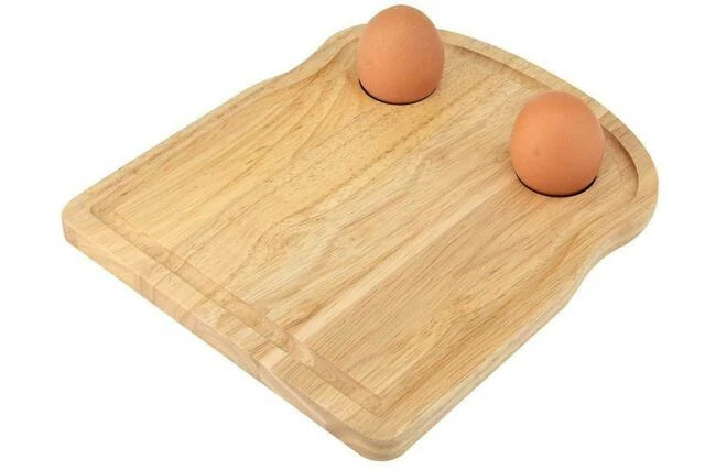 Apollo 7359 Breakfast Serving Tray from Rubberwood with Egg Holder - Beige
