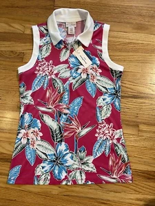 NWT Ladies Tommy Bahama Sleeveless Golf Tennis Pickleball Floral Shirt Size XS - Picture 1 of 8