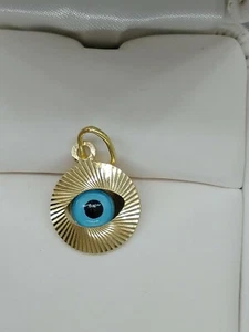 18k Yellow Gold Custom Made In Italy Evil Eye Pendant. Free Shipping - Picture 1 of 1