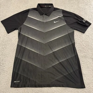 TIGER WOODS Shadow Hills BLACK GRADIENT CHEVRON GOLF NIKE FIT DRY SHIRT SIZE Med - Picture 1 of 10