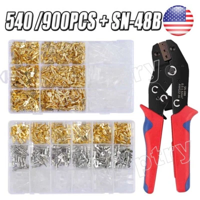 900Pcs Male Female Spade Splice Connectors Wire Crimp Terminals Assortment Kit - Image 1 of 4