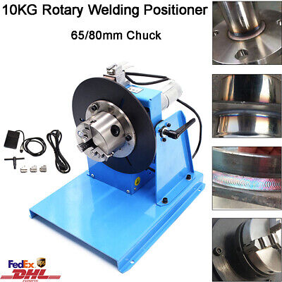 10KG Rotary Welding Positioner Turntable Foot Pedal 65mm 80mm 3 Jaw Chuck 220V  • 389.99£