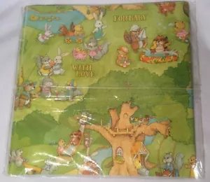 Nos 1980er Jahre Vintage mit Liebe für Baby Wald Tiere Geschenk Verpackung Papier - Bild 1 von 2