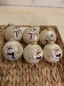 6 Vintage Krebs Blown Glass Carol Culhane  Snowman Holiday Christmas Ornament - Picture 1 of 7