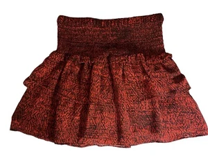 Michael Kors Mini Skirt Womens Small Red Ruffled Grenadine Pleated Elastic Waist - Picture 1 of 6