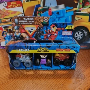 NEW Monster Jam 3pk Minis Series 1 Marvel Thor/Black Panther/Iron Man 1:87 Scale - Picture 1 of 6