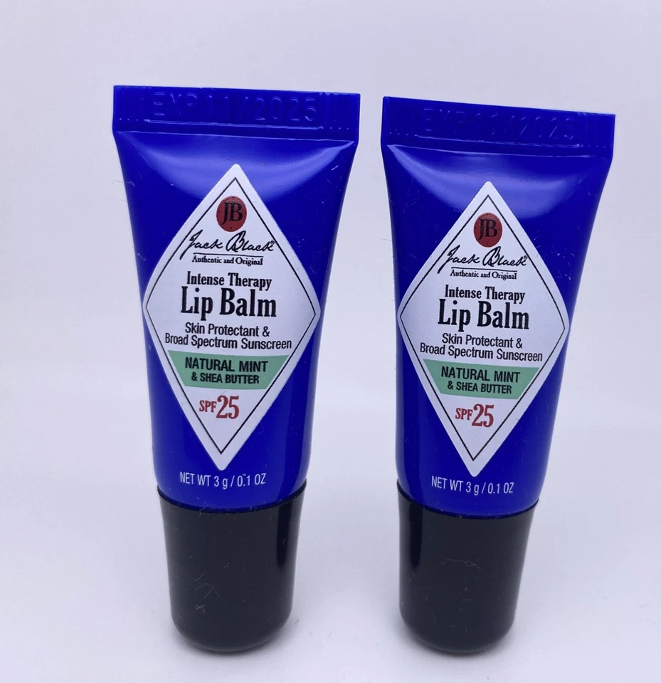 2 x Jack Black Intense Therapy Lip Balm Natural Mint SPF25 Travel Size 3g Each - Image 1 of 1