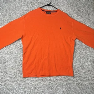 VTG Ralph Lauren Polo Sweater Mens 2XL Orange Crewneck Cotton Pullover Pony Logo - Picture 1 of 9