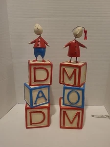 Floral My MOM My DAD Building Block Figures Nursery Decor - Picture 1 of 9
