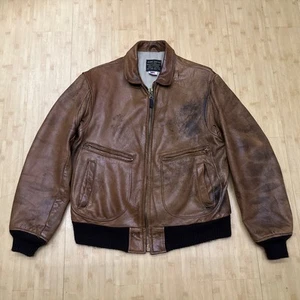 Vintage 1985 Avirex U.S. Navy Leather Bomber Jacket Type G-2 USA Made Size Large - Bild 1 von 20