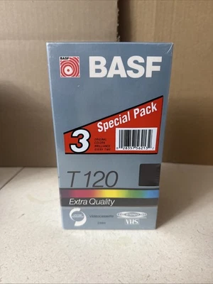 3 Pack BASF Blank VHS Tapes T120  Extra Quality VCR Special Pack New Sealed  - Image 1 of 3