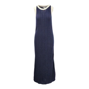 Jaeger Midikleid marineblau und weiß Wollmischung ärmellos gerippt UVP 150,00 £ - Bild 1 von 4
