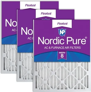 Nordic Pure 16x20x2 Pleated MERV 8 Air Filters 3 Pack - Picture 1 of 8