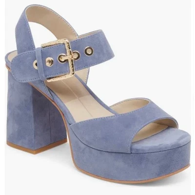 dolce vita Bobby 厚底粗跟绑带凉鞋 Bluebell 麂皮绒 全新 美国 9.5 — 第 1/4 张图片