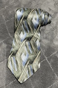 Murano Geometrisch Blau & Grün Seide Abstrakt Herren Krawatte 57" L 3,75" W - Bild 1 von 6