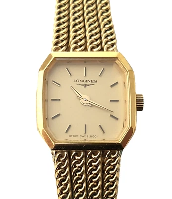 Reloj de cuarzo pulsera malla dorada LONGINES Eta 202.001 para dama con batería nueva-estado Foto 1 de 4