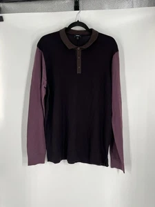 EXPRESS men's NWT 100% merino wool sweater purple 1/4 button size L preppy - Picture 1 of 13
