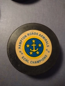 Hampton Roads Admirals ECHL Champs - blank back GAME Official Czech puck 90-92 - Picture 1 of 4