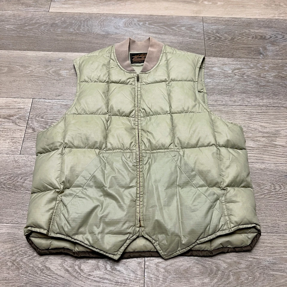 Vintage 70s 80s Eddie Bauer Quilted Goose Down Vest Two Tone Talon Zipper RARE - Image 1 of 4