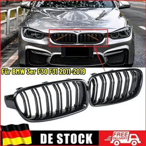 Grill Kühlergrill Nieren für BMW 3er F30 F31 2011-19 Doppelsteg Schwarz Glanz DE - Bild 1 von 13