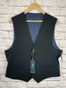 Nuevo TOMMY HILFIGER Hombres Negro CALCE CEÑIDO ELÁSTICO Traje de Lana Chaleco Chaleco 'L' - Imagen 1 de 9