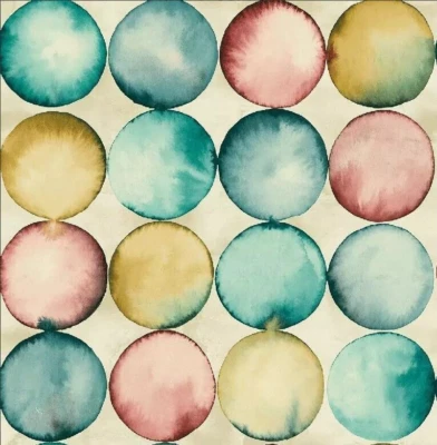 Wallpaper Modern Teal Red & Gold Pearlized Circles on Taupe  , 56 sq ft Bolt - Image 1 of 3