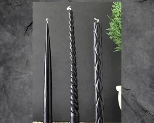 Twisted Candle Spiral Candle Taper Candles Black Candles Natural Beeswax Candles - Picture 1 of 24