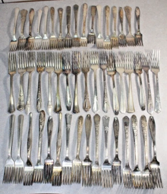 HORQUILLAS DE CENA 50 piezas plateadas mezcla de patrones antiguos a vintage #97 Foto 1 de 4