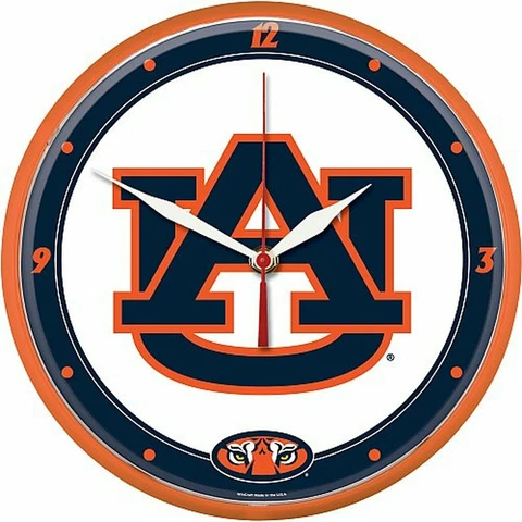 NCAA College Auburn Tigers 12" Round Chrome Wall Clock Fan Cave Decor Cover