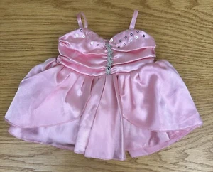 Build a Bear Workshop Outfit rosa Satin seidig Prinzessin Kleid mit silbernen Pailletten - Bild 1 von 12