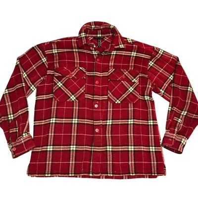CAMISA DE FRANELA ROJA A CUADROS DESGASTADA TALLA L HISTORIA DEL HIP HOP GRUNGE ROPA DE CALLE PARA HOMBRES Foto 1 de 4