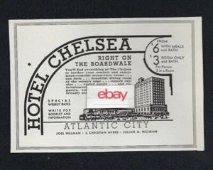 HOTEL CHELSEA AUF DER PROMENADE IN ATLANTIC CITY 6 $ MIT MAHLZEITEN & BAD 1939 AD - Bild 1 von 1