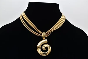Givenchy Vintage Collare Collana Givento Ciondolo Serpente Multicatena Firmato Anni 80 Bin1 - Foto 1 di 12