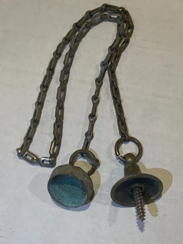 Antique Sink Basin Drain Plug with 23” Chain Brass Nickel Victorian Plumbing Cover