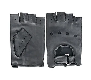 GUANTES DE CONDUCCIÓN UNISEX DEDO MENOS CUERO MOTO CHOFER MODA SIN FORRAR - Imagen 1 de 3